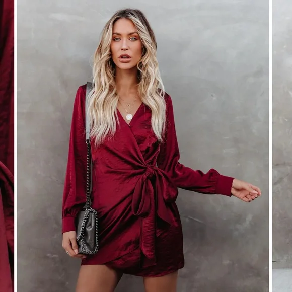 COPY - Vici satin wrap dress - Picture 5 of 7